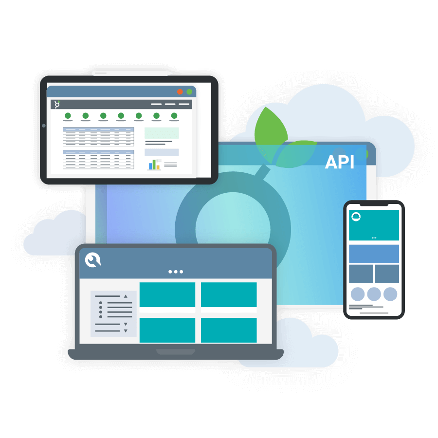 CMS and API integration illustration.